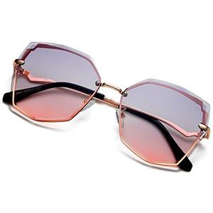 S.NOTIO Polygon Sunglasses for Women Fashion Designer Style Gradient octagon UV400 Geometric Lens Metal Frame Oversized (Grey Gradient Pink)