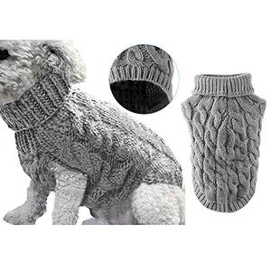 Winmany Pet Dog Turtleneck Knitting Sweater Coat Winter Warmer Thickening Pullover Knitwear Crochet Coat Clothes for Dog, Cat, M