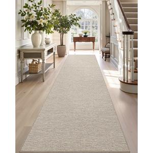 DEXI Hallway Runner, 2'4''x8' Washable Non Slip Rubber Backed Carpet, Absorbent Thin Long Entryway Runners for Kitchen, Laundry Room, Patio Entrance, Beige