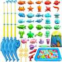 TOY Life 4-Player Magnetic Fishing Game for Kids 3-5 - Toddler Fishing Pole Set with Fish Toys - Bath & Pool Toys - Water Table Accessories - Educational Fishing Toy Rod for Boys Girls