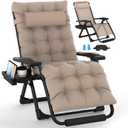 Slendor Oversized Zero Gravity Chairs XL, Zero Gravity Lounge Chair, 29inch Large Anti Gravity Chair, Folding Reclining Chair w/Aluminum Alloy Lock, Pillow, Cup Holder, Support 440lbs, Beige, 69 inches x 29 inches x 45 inches