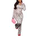 YOUFE Women's 2 Piece Sets Leopard Print Long Sleeve Zip Hoodie Jacket Flare Pants Fall Cheetah Print Going Out Outftis, S