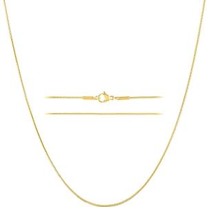 24k Gold Snake Chain Necklace – Thin, Dainty, Gold Plated Stainless Steel Jewelry for Women & Men with Lobster Clasp,  20.5"L with Black Case