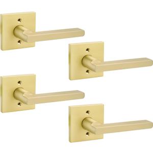 goldenwarm Gold Dummy Door Handles, Zinc-Alloy Brushed Gold Heavy Duty Single-Sided Door Locks (4 Pieces/2 Pairs)