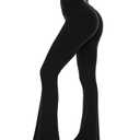 Sundwudu Black Flare Yoga Pants for Women - Soft High Waist Bootcut Leggings Tall & Long Bootleg Pants for Women M