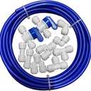 Malida 1/4 inch O.D. Length 32.8ft(10 meters) RO Water Tubing, Hose Pipe For RO Water Purifiers System,+ 1/4 O.D Quick Connector 10Pcs