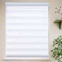 MYshade Roller Shades Zebra Blinds for Indoor Windows Cordless Day and Night Light Filtering Dual Layer Roller Window Blinds & Shades, Easy to Install, 35.5" W x 72" H, White