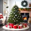 36 inch White Christmas Tree Skirt,Premium Faux Fur & Velvet Tree Collar for Cozy,Festive Holiday Decor,Fits 46 ft Christmas Trees