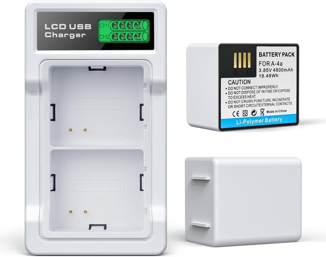 2-Packs Batteries Compatible with Arlo Pro 5S 2K, Pro 4, 3, Arlo Ultra 2, Ultra Cameras VMA5400 VMC4040P VMC4060P A-4a, with LCD Dual Charger (3.85V 4800mAh)