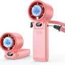 Portable Handheld Turbo Fan with Ice Cooler, 199 Speed Personal Fan,5500mAh Rechargeable,20H Cooling Time, 20000 RPM Powerful Silent Motor, Summer Essential for Travel/Outdoor/Office, Pink