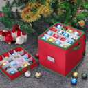 iGym Christmas Ornament Storage Container Box Holiday Decoration Organizer, Durable 600D Oxford with Adjustable Dividers & 4 Removable Trays