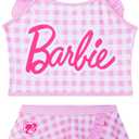Barbie Girls Swimsuit Set 9-10Yrs, Two Piece Bikini Set, Adjustable Strap Bathing Suits Swimwear, Swimming Gifts for Girls (Pink)