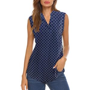 Halife Women's Sleeveless Floral Print V Neck Tunic Tank Tops Blouse Shirts (L)