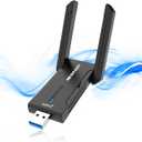 NEWFAST AXE5400 USB WiFi Adapter for Desktop PC NF-U353, Tri-Band Wireless Network Adapter for Laptop, USB 3.0 WiFi Adapter for PC,New 6GHz Band,MU-MIMO,OFDMA,WPA3,WiFi 6E Dongle for Windows 11/10 (black)