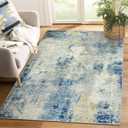 Lahome Modern Abstract Area Rug 4x6, Washable Living Room Rug for Bedroom Entryway Non Slip, Soft Contemporary Indoor Floor Throw Carpet for Apartment Playroom Home Office, Blue