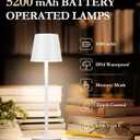 2Pack Cordless Table Lamp, 5200mAh IP54 Waterproof Rechargeable Battery Desk Lamp, 3 Color Stepless Dimming Up, Battery Operated Lamp for Kitchen/Bedside/Outdoor/Restaurant (White)