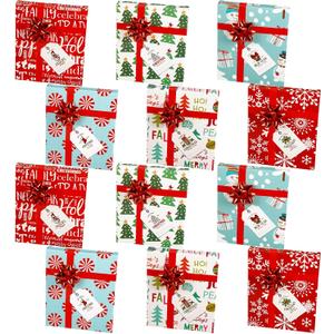 Chinco 12 Pcs Christmas Card Gift Boxes Holder with Bows Christmas Card Boxes for Present Xmas Money Holder Money Box Gift Wrap Box for Xmas Holiday Teacher Baby Shower Birthday Party Decor