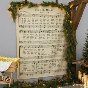 4.8x6 ft Vintage Joy to The World Christmas Photo Backdrop Burlap Linen Religious Photography Backdrop Tapestry Nativity Christmas Holy Night Music Banner for Xmas Church New Year Party Home Decor