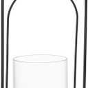 Elements 4.53x4.33x12.4 Inch Black Metal Wire with Clear Glass Hanging Candleholder, for Use with Wax or Flameless Candle