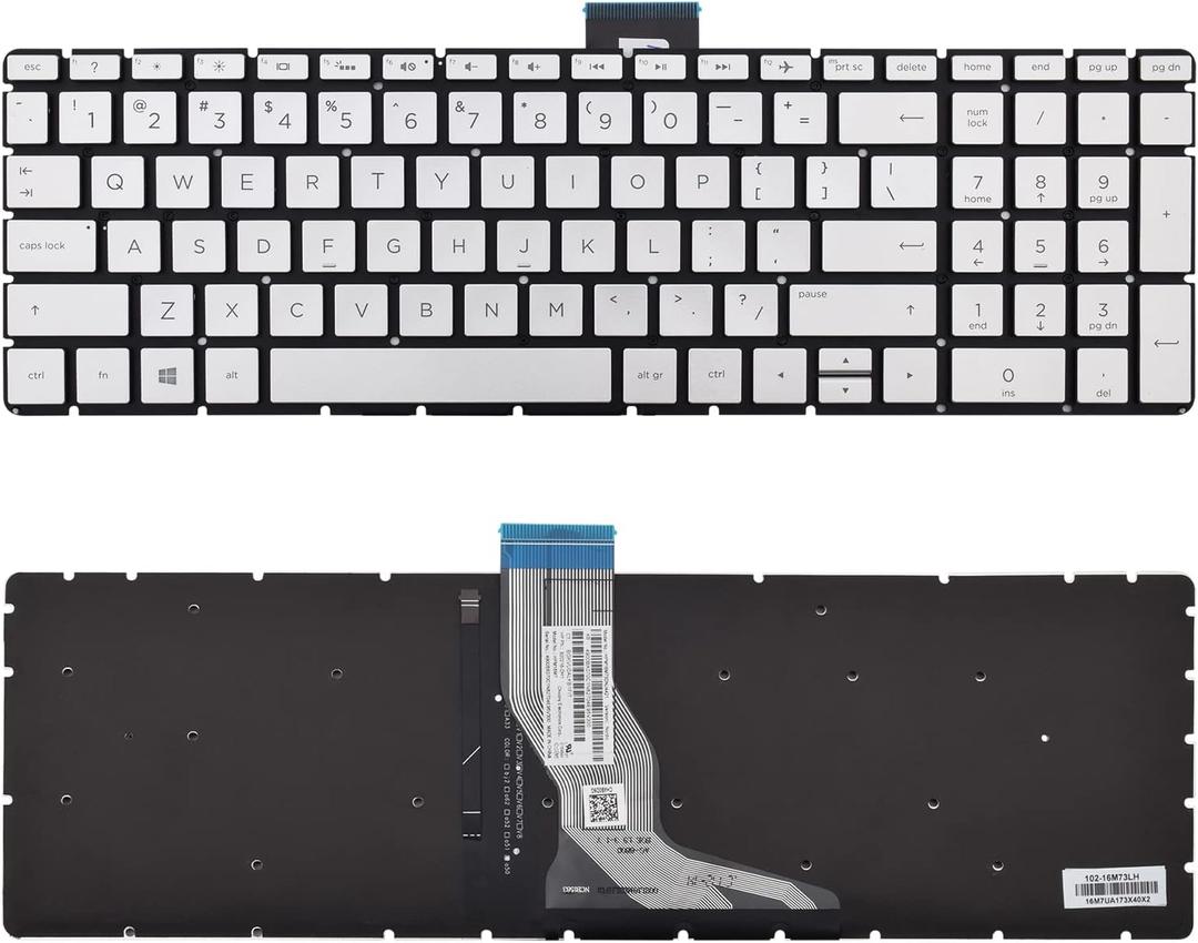 Replacement Keyboard Compatible with HP 15-BS 15-BP 15-BR 15-BW 15G-BR 15Q-BD 15Z-BW 17G-BR 15-RA 15-RB 17-BS (Sliver with Backlit)