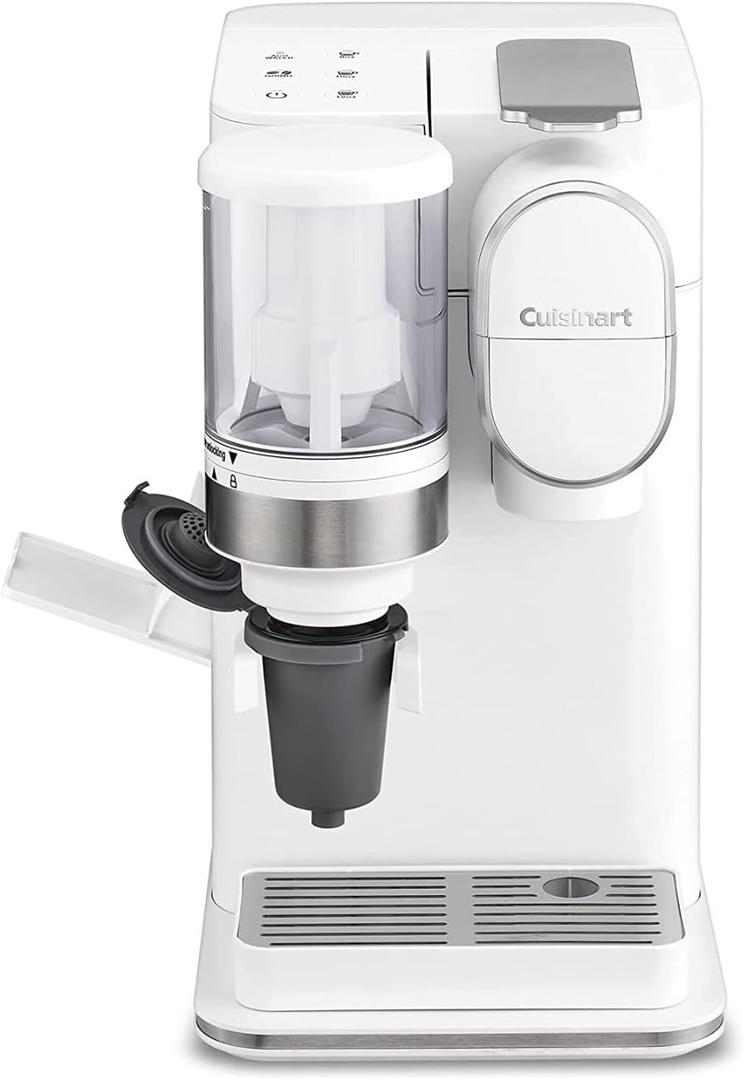 Cuisinart Single-Serve Coffee Maker + Coffee Grinder with 8 oz., 10 oz., and 12 oz. Serving Size, Compatible with Single-Cup Pods, 48-Ounce Removable Reservoir, Stainless Steel, DGB-2W (White)