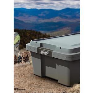 Hefty MAX Pro 12 Gallon Storage Bins with Latching Lids, Heavy Duty Stackable Plastic Storage Containers for Garage, Basement & Outdoor Use, Utility Storage Tote, 1 Pack, Gray