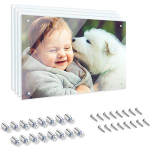 4Pack 7.87x11.8inch Sublimation Glass Photo Blanks, Wall Mount Tempered Glass Sublimation Blank Sign, Sublimation Blank DIY Picture Wall Frame Poster for Home Decor, Clear