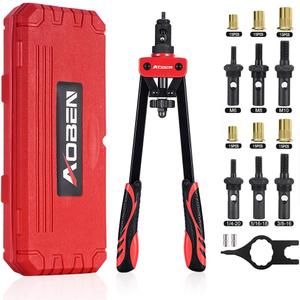 AOBEN 14" Rivet Nut Tool, Professional Hand Rivet Nut Setter Kit Labor-Saving and Compact Design Including 6 Interchangeable Mandrels 90pcs Rivnuts and 2 Mandrel Lock Pins