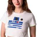 Cute Robot Crop Top Costume Womens Shirt Adult Teens Women Cosplay Funny Space Shirts Halloween Costumes (White, M)