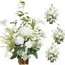Ling's moment 17.5" Tall Free Standing Artificial Flowers Arrangements 4 pcs Fall Wedding Aisle Runner Chair Decorations Lily of The Valley Ceremony Reception Rose Floral Party Outdoor Centerpieces