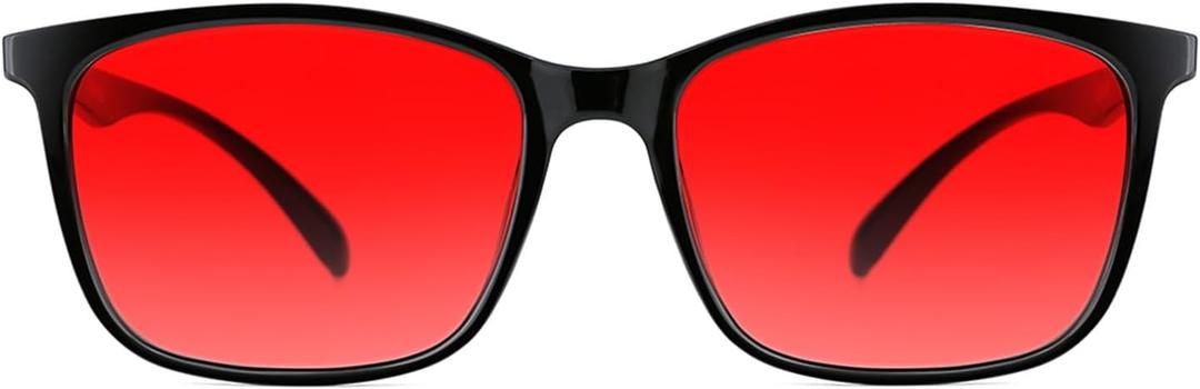 TIJN Sleep Glasses for 99.9% TR90 Blue Green Light Blocking Dual AR Coatings Red Lens for Computer Gaming Reduce Eyestrain (01-max Protect-black)