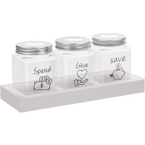 Spend Save Give Piggy Bank for Kids, Money Coin Savings Piggy Bank Jar Box for Kids Child Safe Money Saver, Teach Children About Giving Spending Saving Money Piggy Box for Boys Girls