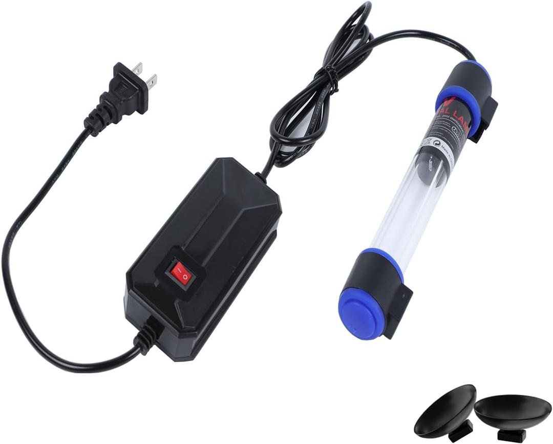 7W UVC Aquarium Light for Fish Tank and Pond  Quartz Tube Waterproof UV Lamp, Water Clarifier for Clearer Water