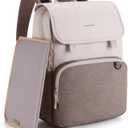 mommore Diaper Bag Backpack Unisex Baby Bag Large Diaper Bag with Changing Pad, Insulated Pockets, Stroller Buckles, Durable Travel Backpack with Luggage Strap (Beige+brown)