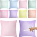 Mixweer Set of 8 Outdoor Furniture Pillow Covers Waterproof Decorative Colorful Pillowcases 18 x 18 Inch Hidden Zipper Pillow Covers for Outside Entertaining Area Sun Room Patio Sofa(Light Color)