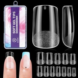 2 x Short Square Gel Nail Tips: 240 PCS Pre-Shaped Full Cover False Square Nails Tips Acrylic Clear Fake Nails Extension for Nail Manicure Home DIY Women 12 Sizes