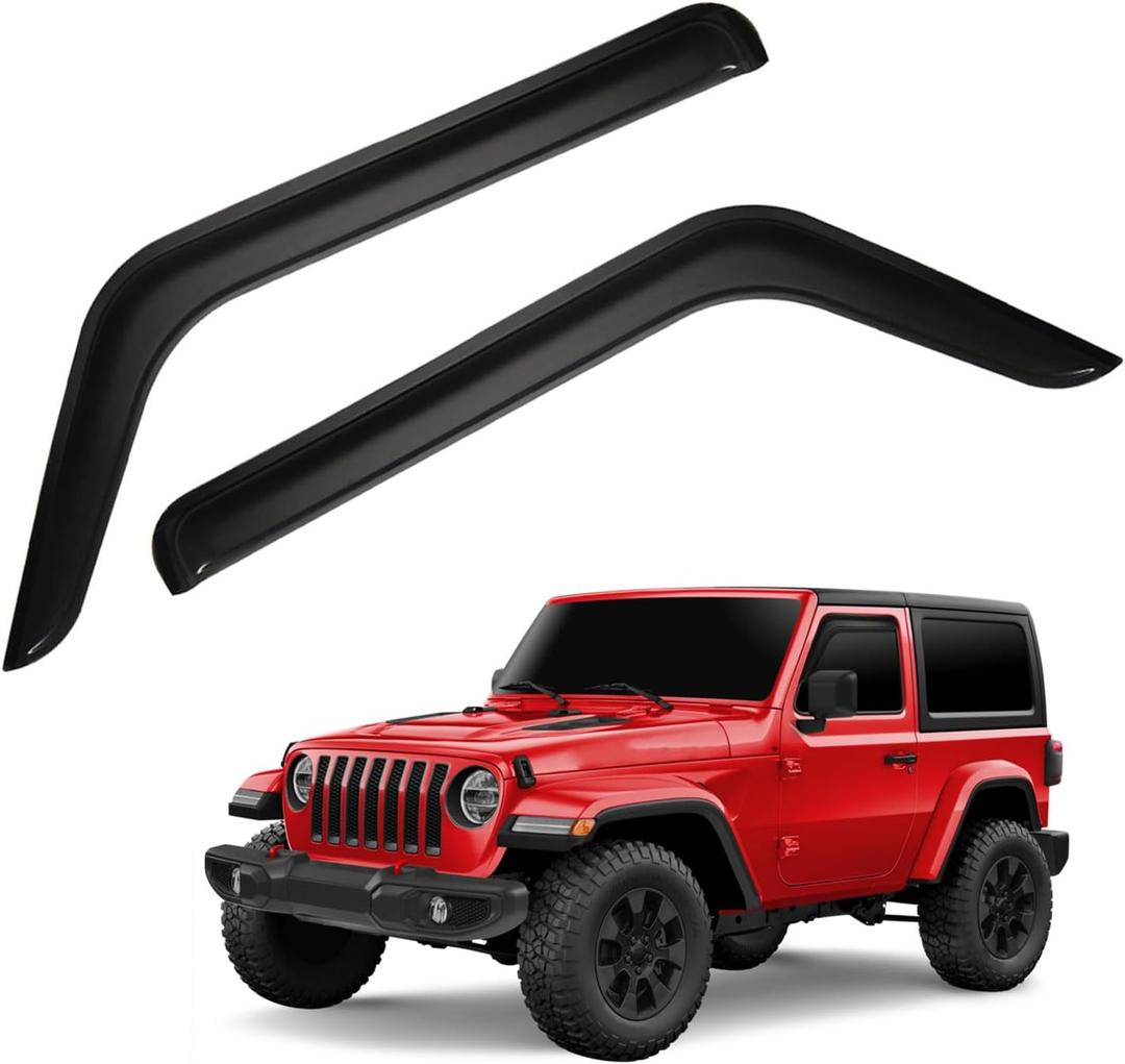Rain Guards Compatible with 2018-2025 Jeep Wrangler JL 2-Door,Tape-On Side Window Visor Wind Deflector Vent Visors Car Accessories
