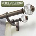 Double Curtain Rods 36 to 72 Inches(3-6 Feet) with Solid Aluminum Alloy Brackets, 1 Front and 5/8 Back Telescoping Drapery Rod for Windows, Heavy Duty Decorative Curtain Rods, Dark Bronze