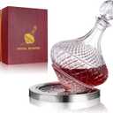spinning wine decanter with stopper, 50 oz red wine decanter crystal and gift box, for wedding gift, birthday, helovers'day, christmas day.
