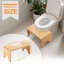 Foldable Toilet Stool 7.1 Inches Adjustable Height Bamboo Potty Stool for Adults with Built-in Bracket, Wooden Toilet Foot Step Stool for Bathroom, Better Posture & Digestion