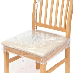 Zipcase 4 Pack Stain, Water and Kitty Scratch Resistant Clear Dining Chair Covers/Slipcovers Chair Protector Waterproof PVC Material, 17D x 18W x 4H with Adjustable Belt Strap, Set of 4 (Seat)