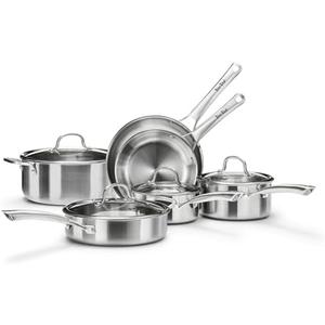 Stainless Steel Cookware Set,Tir-Ply Pots and Pans Set,10 Pcs Stainless Steel Induction Kitchen Cookware Sets,PFOA Free, Frying Pans,Saucepans,Saute Pan & Stock Pot,Compatible with All Cooktops