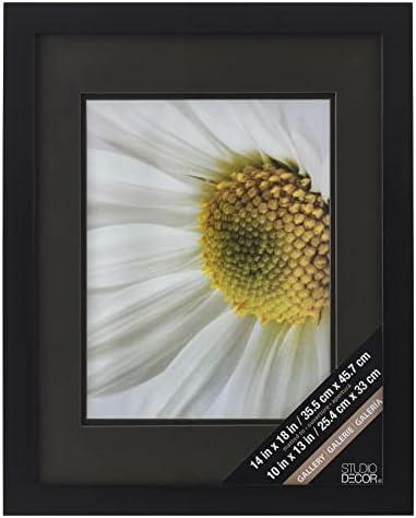 Black Gallery Wall Frame with Black Double Mat by Studio Décor®, Size: 14 x 18 / 10 x 13 mat
