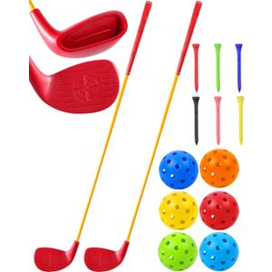 2 Pack Backyard Golf Game Clubs with 5”x 3.5” Oversize Heads and 36” Lightweight Carbon Shaft for Adults Play Outdoor Golf Yard Game in Grass Parks Yards with 6 Practice Ball and 1 Store Bag, 2 Pack-Red-Carbon