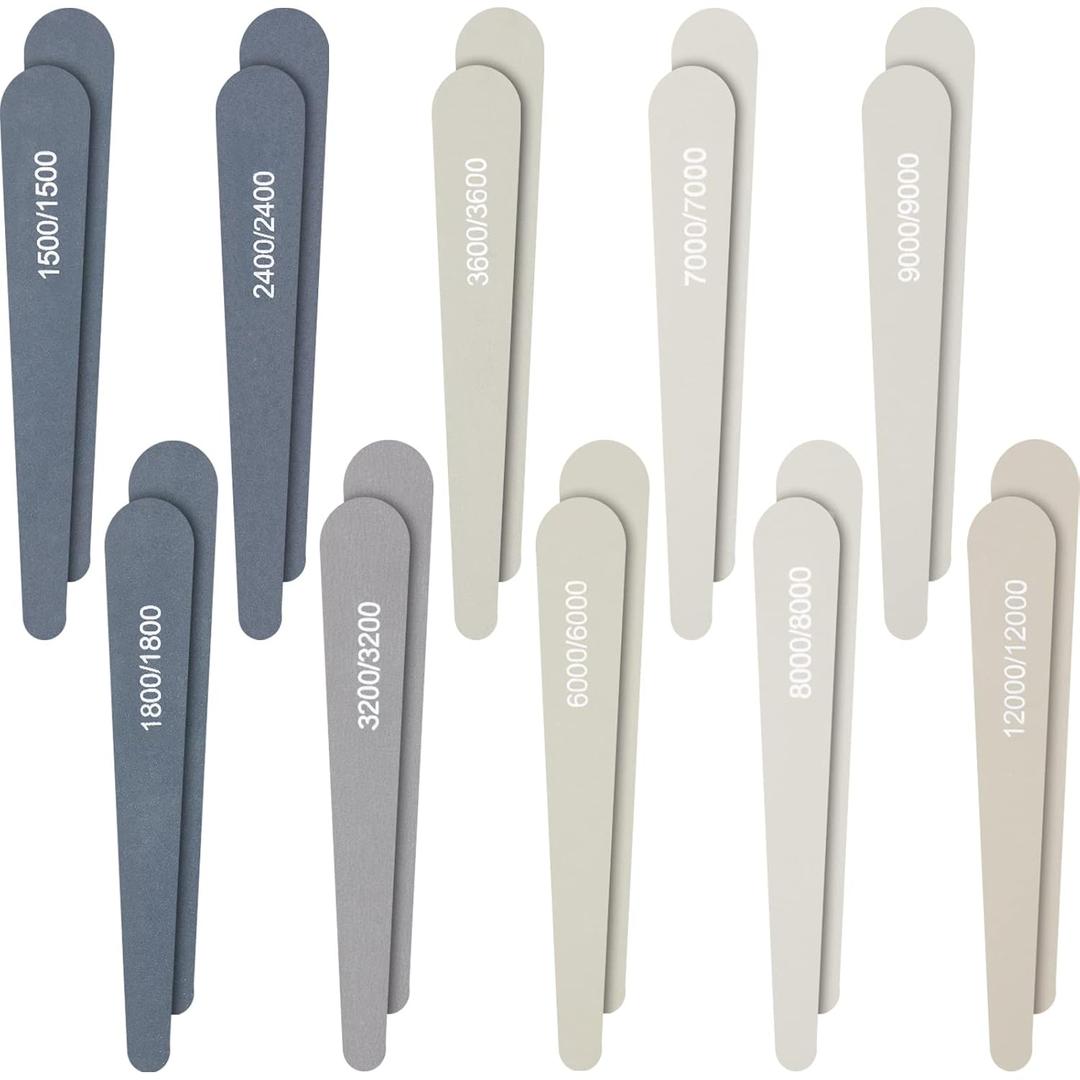 Honoson 20 Pcs Sanding Sticks for Plastic Models 3D Print Polishing Sticks Assorted Metal and Wood Sanding Tools Accessory for Model Craft Amateur Beginner(High Grits Rating,Water Drop Style)