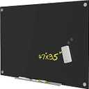 TOWON 47 x 35 Inch Glass Magnetic Dry Erase Board, Glass White Board for Wall, Clean Whiteboard Dry Erase Large, Brilliant Black