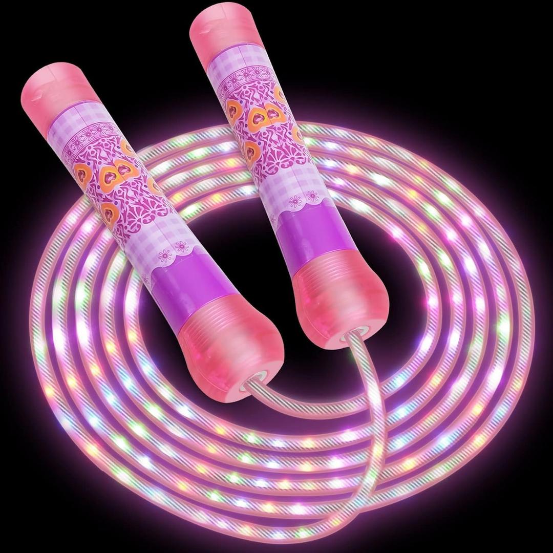 Light Up Jump Rope, LED Jump Rope for Kids Boys Girls Women Jumping Fitness, Tangle-Free Jumping Rope with Adjustable Size & Colorful Lights, Glow in The Dark Party Supplies Outdoor Indoor Exercise