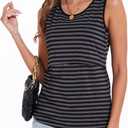 Sosolism Sleeveless Maternity Nursing Tank for Breastfeeding Clothes, Striped (Black, XL)