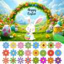 5 x Pin The Flower on The Bunny Easter Games Easter Party Games Easter Rabbit Game with Reusable Stickers Egg Hunt Activities Party Favors Supplies