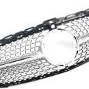 Front Grill Grille for 2015-2018 Mercedes Benz W205 C-Class C200 C250 C300 C350 C400 Silver Diamond Front Bumper Grill Direct Fit Replacement ABS Plastic No Modification Required with Camera Hole